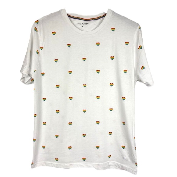 DENIM & FLOWER + Ricky Singh Love Wins Tee Size Medium Slim Fit — CELEBRATE!!! - Picture 1 of 5